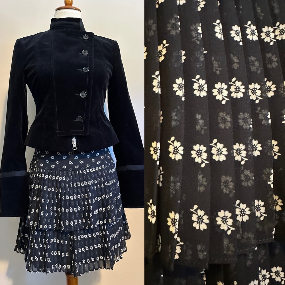 Y2K Silk Floral Pleated Skirt